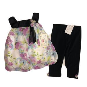 Marmellata 24 Months 2 Pc Outfit Floral Top & Legging Pants Organza NWT